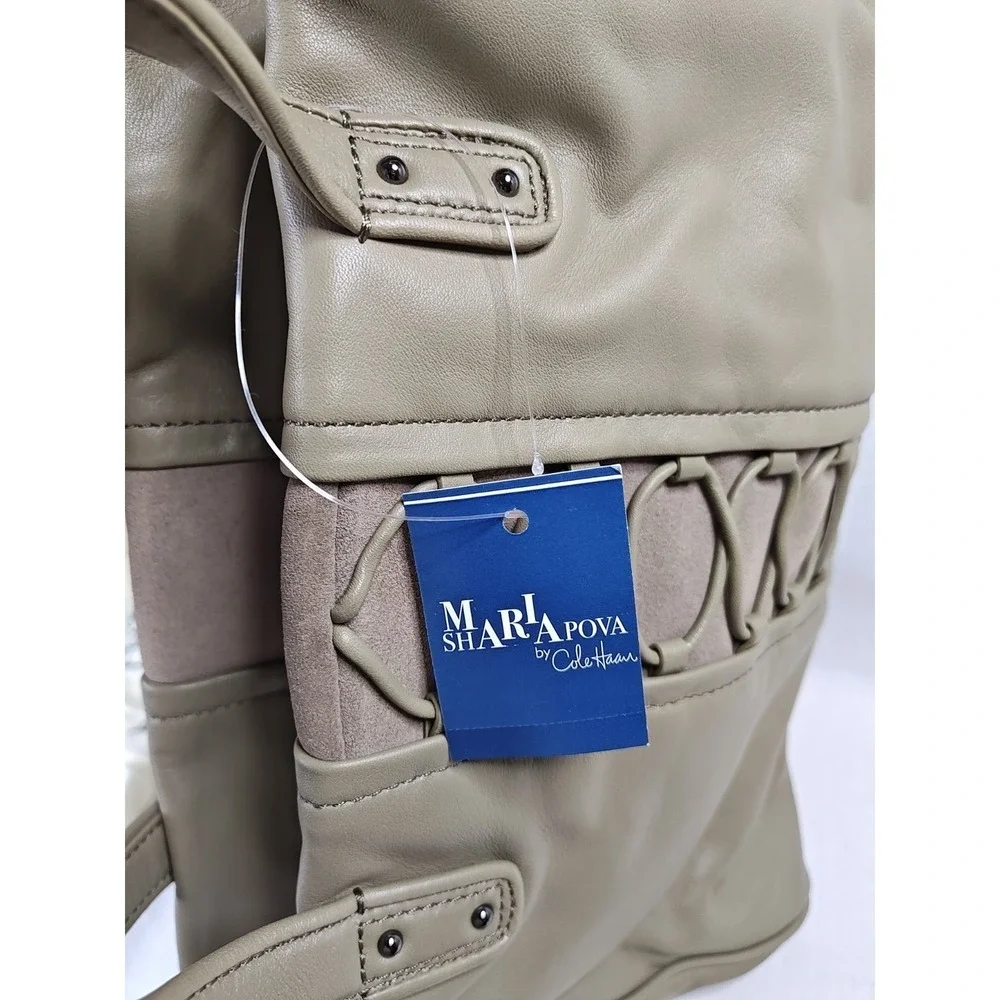 Cole Haan Maria Sharapova Alvy Satchel Bag Summer Khakis Tan Leather Suede NWT
